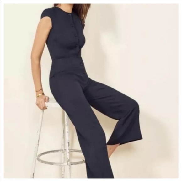 Reformation Marina Jumpsuit in navy - Picture 2 of 5